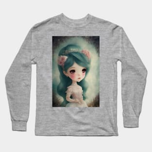 Watercolor Style Cute Chibi Kawaii Girl Art Long Sleeve T-Shirt